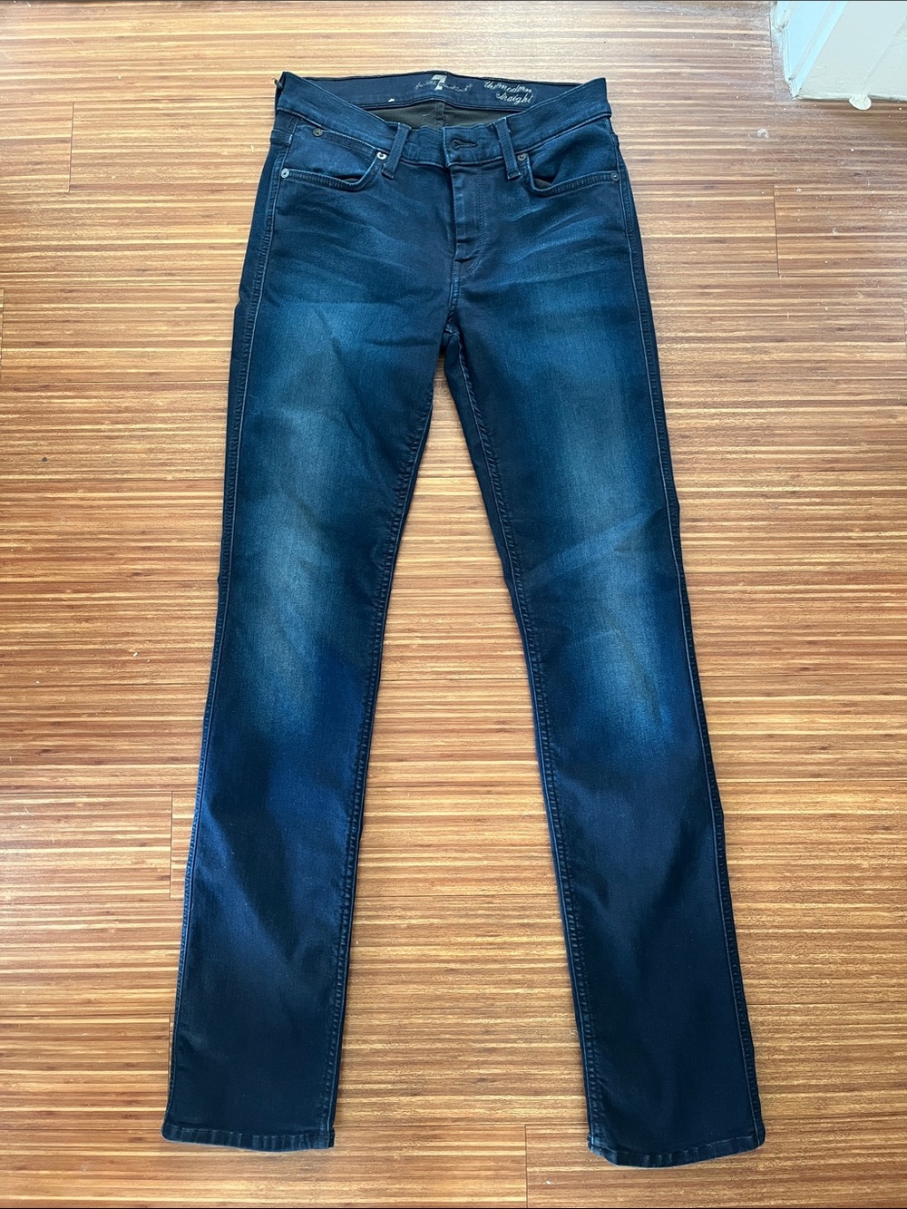 7 For All Mankind women’s Slim Straight Jeans in Dark Indigo